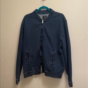 Denim knit bomber jacket
